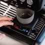 Mini coffee scale from Barista Essentials on Sage Barista Express with cappuccino cups