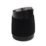 Milk frother jug without handle, stainless steel in black