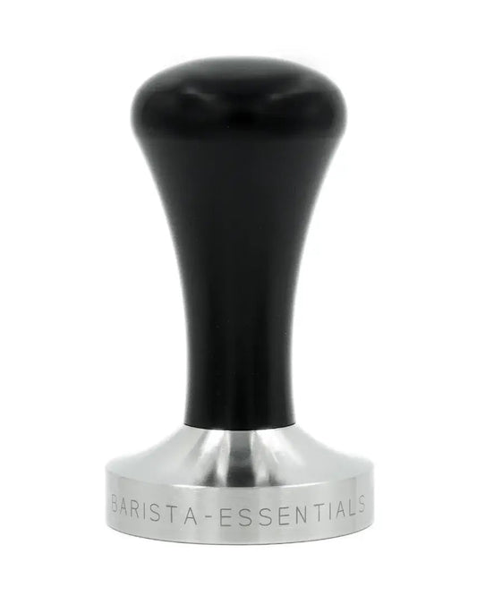 Barista koffie tamper met RVS tampvlak en handvat van hout, kunststof of massief RVS