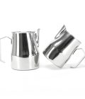 Barista melkopschuimkanset, melkopschuimkanset zwart, melkopschuimkannetje set zwart, melkkannetje set, zilver, latte art