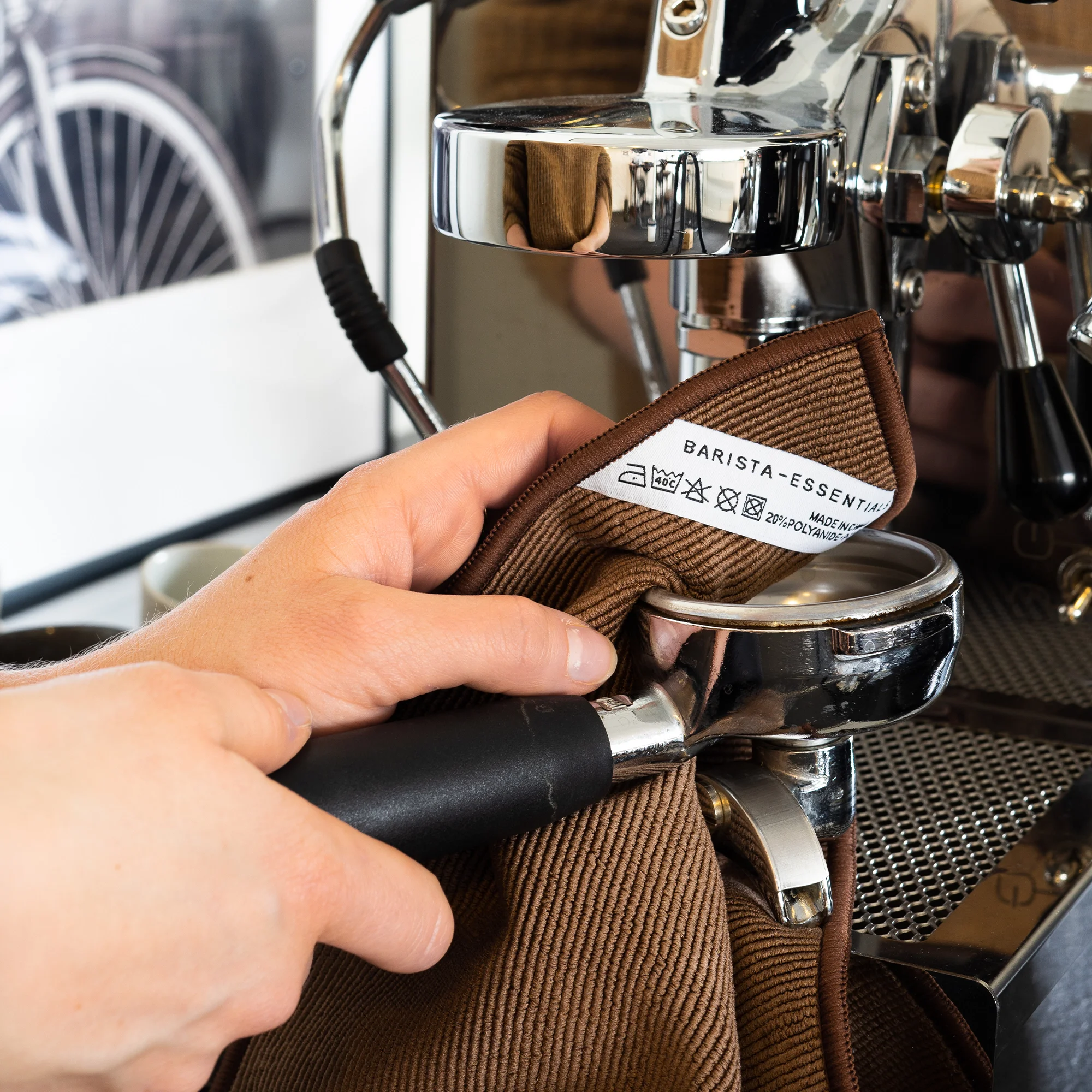 Barista doekje bruin voor espressomachine onderhoud
