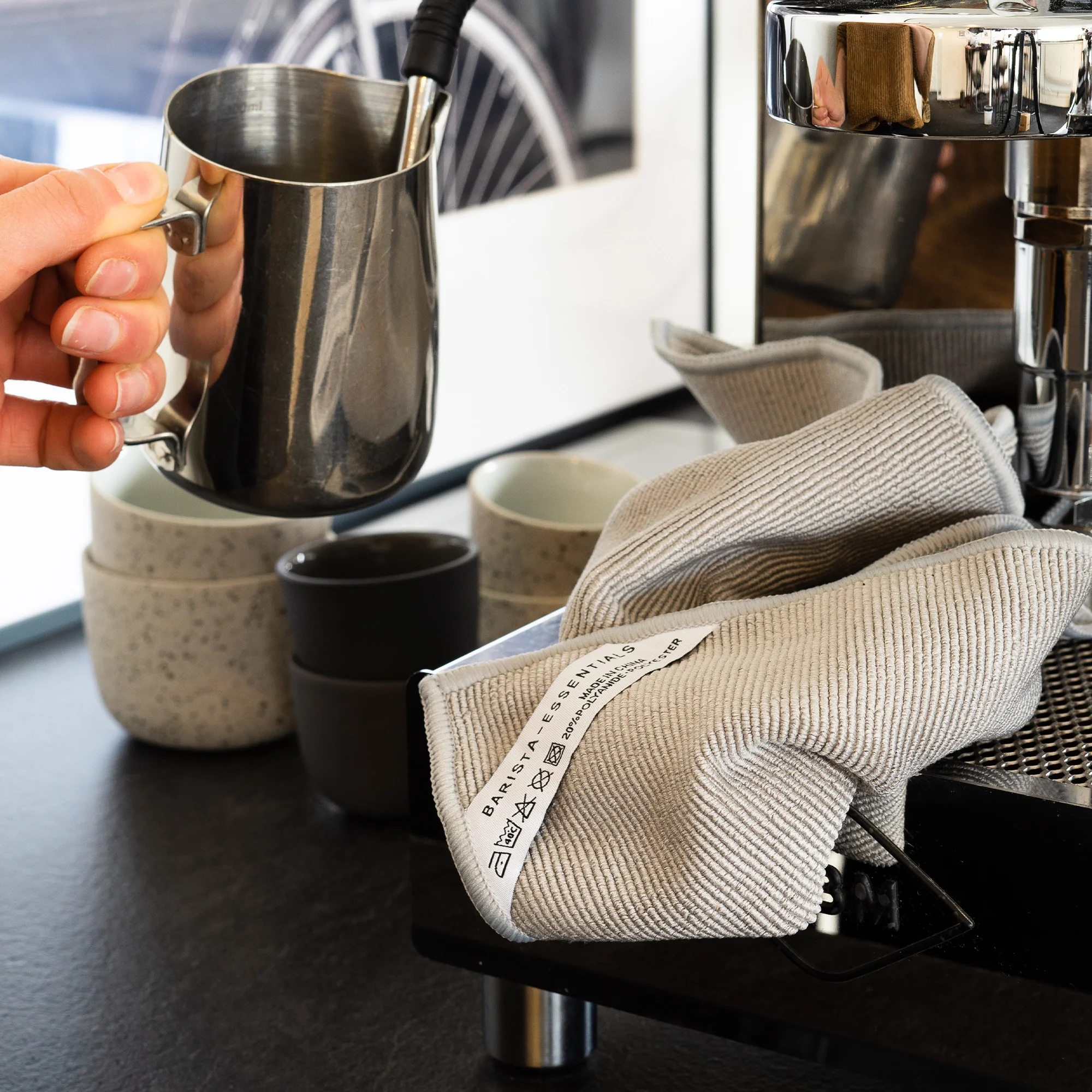 Barista doekje lichtgrijs voor espressomachine onderhoud